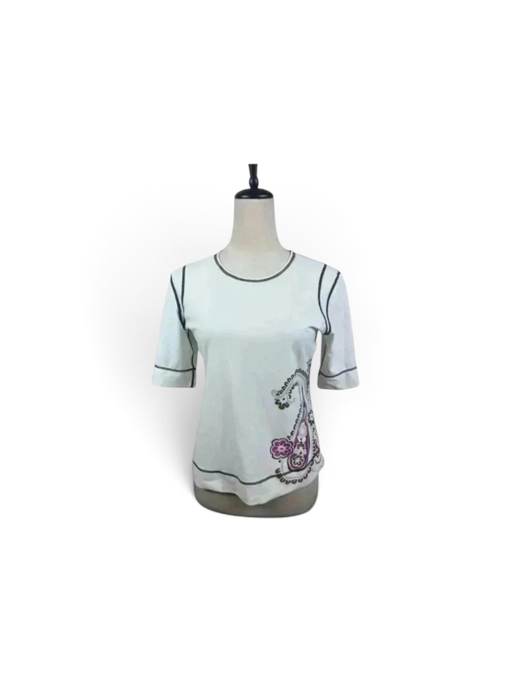 Athleta UV protection rash guard short sleeve top with paisley print size med